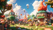 3D cartoon characters interact in virtual world of endless possibilities, where whimsical landscapes and fantastical realms provide backdrop for epic adventures, comedic escapades, heartfelt moments