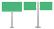 Collection set pole road sign with green billboard