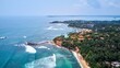 Aerial view of srilanka beaches and turquoise indian ocean. Cape Weligama Luxury Hotel