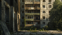 Sunlit Abandoned Apartment Building
