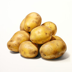 Wall Mural - potatoes on white background сreated with Generative Ai