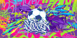 Fototapeta Młodzieżowe - Cool Abstract Hip Hop Urban Street Art Graffiti Style Soccer Or Football Illustration Background