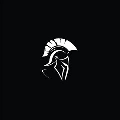 Spartan warrior symbol, coat of arms. Spartan military helmet logo, Spartan Greek gladiator helmet logo vector icon illustration.