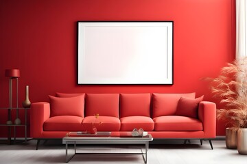 Sticker - Red sofa in the room, mOkap