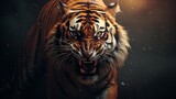 Fototapeta Kwiaty - Majestic Tiger Portrait on solid background.