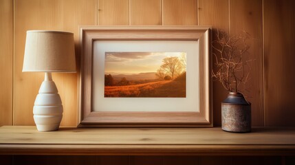 Canvas Print - photo light brown picture frame