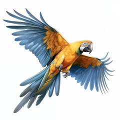 Wall Mural - Blue and yellow macaw. Macaw clipart. Watercolor illustration. Generative AI. Detailed illustration.