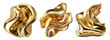 Set of golden metallic futuristic liquid shapes, abstract modern 3D isolated fluid  design elements