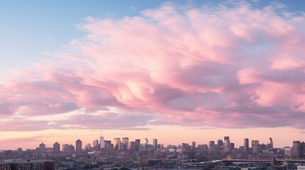 Canvas Print - city light pink clouds