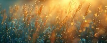Dewy Dawn A Field Of Blossoms Illuminated By The First Light Of The Day Generative AI