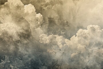 Wall Mural - artistic soft cloud and sky with grunge paper texture