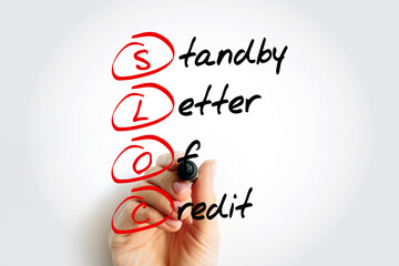 Poster - sloc standby letter of credit - legal document that guarantees a bank's commitment of payment to a s