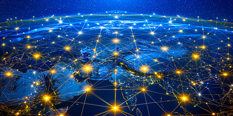 Digital networking concept, a futuristic representation of global communication and technology