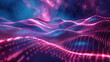 Abstract digital background with dots and lines in purple color, wavy shapes, futuristic pattern , abstract digital particles ,Futuristic wave with depth of field and bokeh ,Particles form line