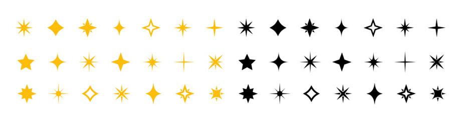 star icon collection. different star shapes. black stars icon set. sparkle star icon set. vector ill