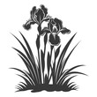 Silhouette iris flower in the ground black color only