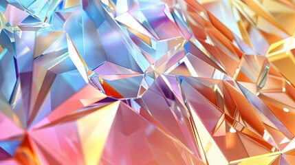 Poster - Prism spectrum light, 3D rendering, crystal wallpaper, geometrical background.