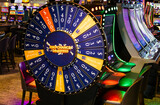 Fototapeta Miasto - Casino gambling blackjack and slot machines waiting for gamblers and tourist to
