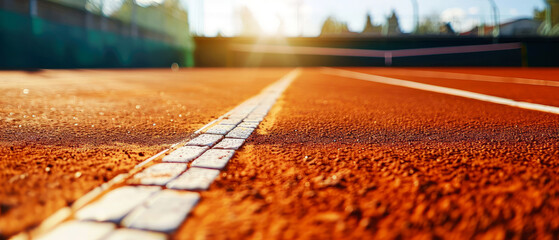 Wall Mural - Close-up of tennis court, stadion, arena. Sport lifestyle background. Copy space. Mockup or banner for professional sports competitions.Generative ai 