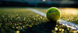 Close-up on tennis ball on tennis court, stadion, arena. Sport lifestyle background. Summer template or banner. The concept of professional game sports.Generative ai 
