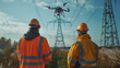 © Saha165 - Engineer man using drone checking high-voltage power lines