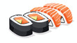 Flat vector illustration of sushi with salmon flat Vector
