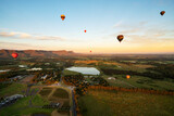 Fototapeta  - Balloons in Pokolbin wine region, Hunter Valley, NSW, Australia	