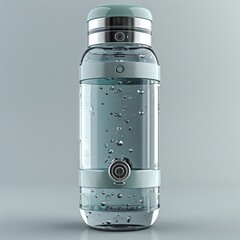 an innovative water bottle design with a built-in filtration system, high resolution