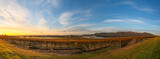 Fototapeta  - Hot Air Balloons over vineyards in Pokolbin wine region at sunrise, Panorama, Hunter Valley, NSW, Australia