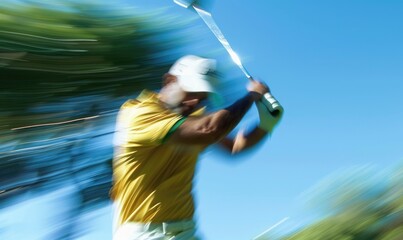 Canvas Print - A golfer swinging his club at a golf club in motion