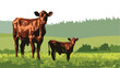 Sustainable beef ranching with a young calf 