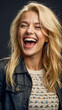 A gorgeous laughing out loud blonde girl