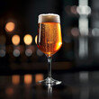 Elegant Beer Glass on Bar Counter
