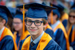 © ADDICTIVE STOCK - Young graduate in cap and gown at commencement ceremony. Generative AI image