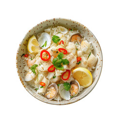 Wall Mural - Seafood bowl with shrimp, clams, and lemon slices