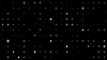 Poster - Template animation of evenly spaced sports weight symbols of different sizes and opacity. Animation of transparency and size. Seamless looped 4k animation on black background with stars