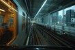 Subway tunnel with Motion blur of a city from inside  monorail in Tokyo