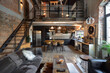 Industrial-chic loft apartment with a contemporary fusion of factory elements and cozy furnishings.