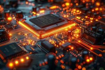 Poster - Detailed image showcasing the electronic motherboard essential for the functioning of computers and modern technology