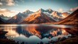 Reflections of Grandeur: Serene Lake Amidst Mountainous Landscape