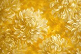 Fototapeta  - Intricate chrysanthemum-inspired designs sprawl across a backdrop of goldenrod yellow, embodying the essence of abstract culinary elegance.