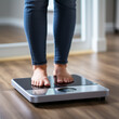 Barefoot Woman on Digital Scale: Embracing Body Positivity