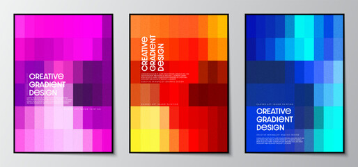 Fototapete - Pixels mosaic pattern gradient colorful abstract background set. Pastel Color graphic design for Covers, Posters and brochures.Vector illustration.