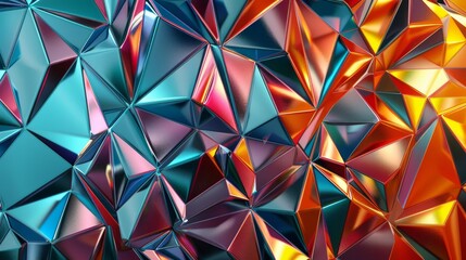 Poster - Abstract geometric wallpaper, crystal glass texture, 3D render, geometric grid pattern in triangular grid