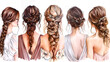 Collection of wedding hairstyles. Beautiful girls. Beauty hair.. generative ai 