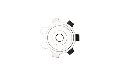 Poster - A graphic illustration of a white and black gear on a clean white background, representing a concept of machinery or industrial design