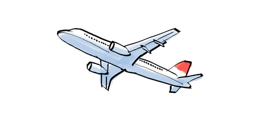 Poster - A hand-drawn illustration of an airplane on a white background, denoting the concept of travel or transportation
