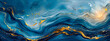 Underwater dreamscape, a marbleized pattern of aquatic blues and gold