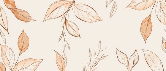 Wall Mural - The botanical leaf line art wallpaper background modern features a luxury design in a minimalist linear contour style. This design can be used on fabric, prints, covers, banners and invitations.