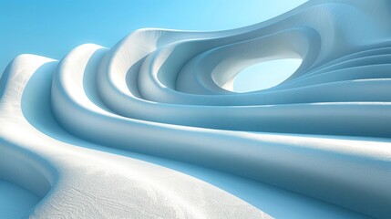 Poster - Blue and white abstract background featuring wavy lines creating a dynamic pattern